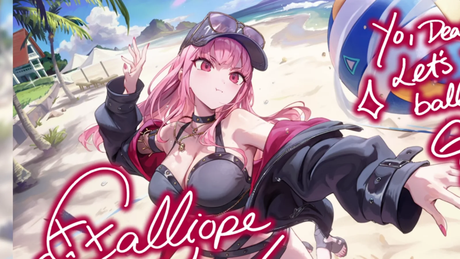 森カリオペ『ビーチに刺さるReaper's Spike』のサイン付き星5カードイラスト